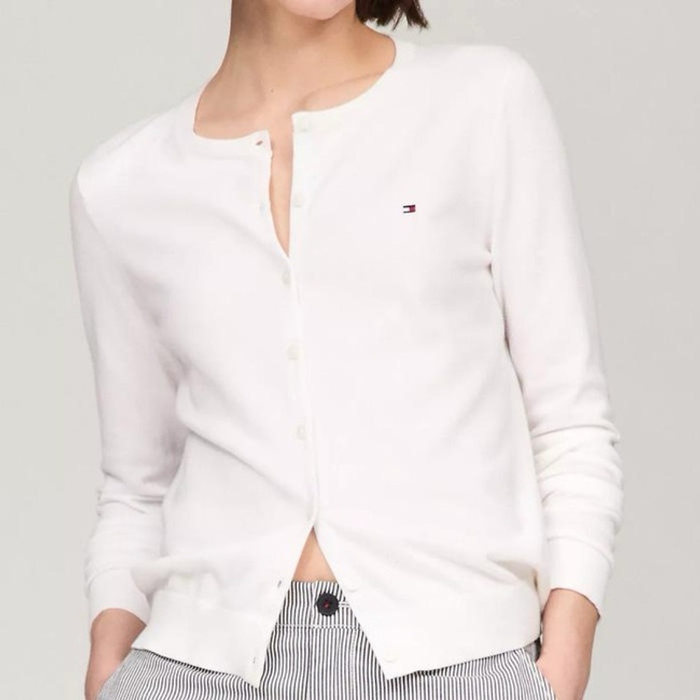 Tommy Hilfiger 100% Cotton White Button Cardigan
